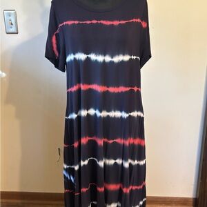 Lane Bryant Red and Black Tie-Dye Top